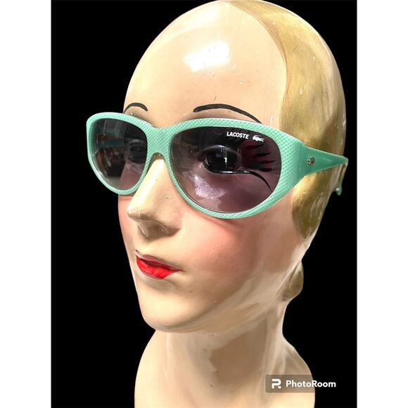 Lacoste Vintage Mint Green Gold Sunglasses 1990’s Green Pattern - Picture 2 of 16